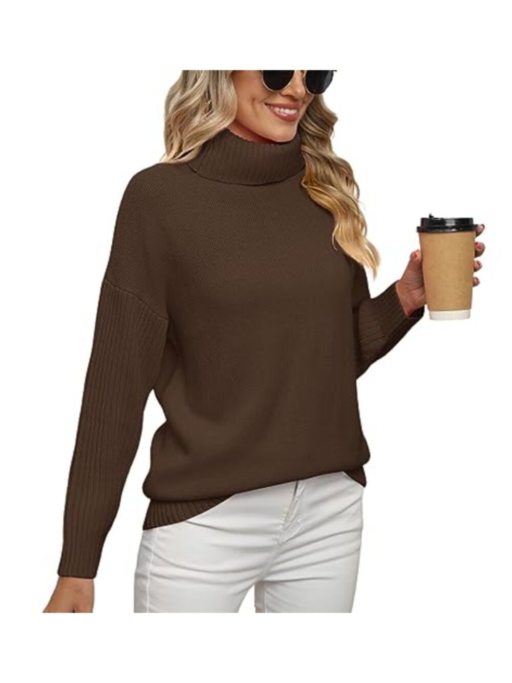 Chunky Oversized Turtleneck Tunic Sweater Pullover